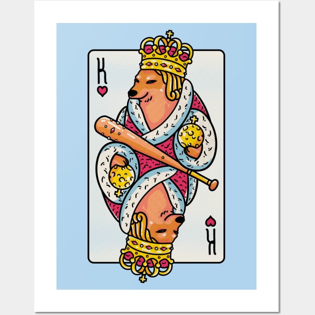 Cheems - The King | King of Hearts Playing Card | Shibe | Shiba Inu Wall Art by anycolordesigns